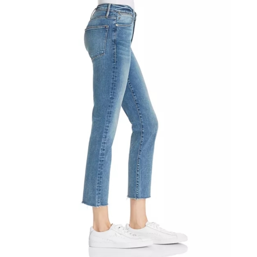 FRAME // le high straight medium blue super soft stretch denim roxton - Picture 5 of 16